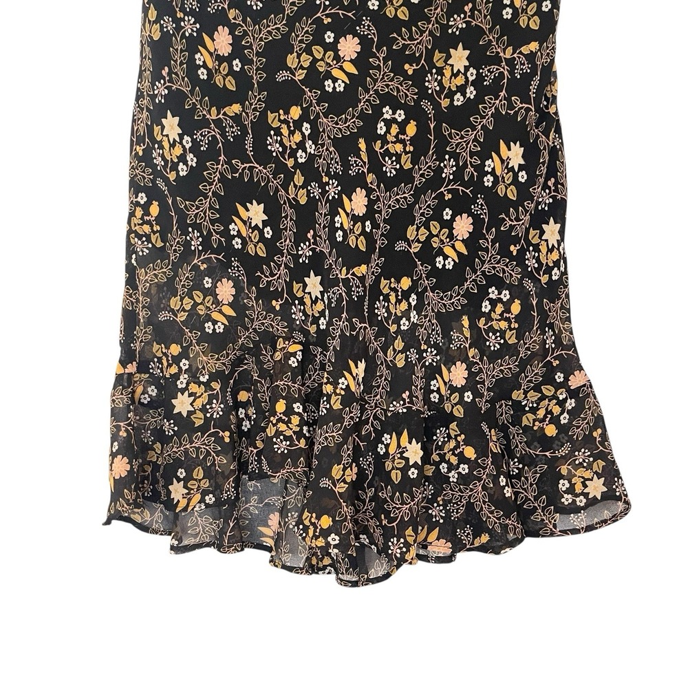 Urban Outfitters Black Floral Chiffon Ruffle Skirt Dainty Romantic Cottagecore‎ - Picture 4 of 6